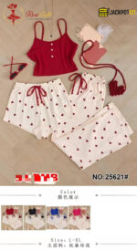 3PC Cute Pajama Set for Women – Tank Top, Wide Leg Pants & Shorts Sleepwear - Image 5