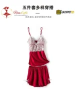 4-Piece Satin Silk Pajama Set for Women – Lace Cami, Shorts, Pants & Nightwear - Image 15