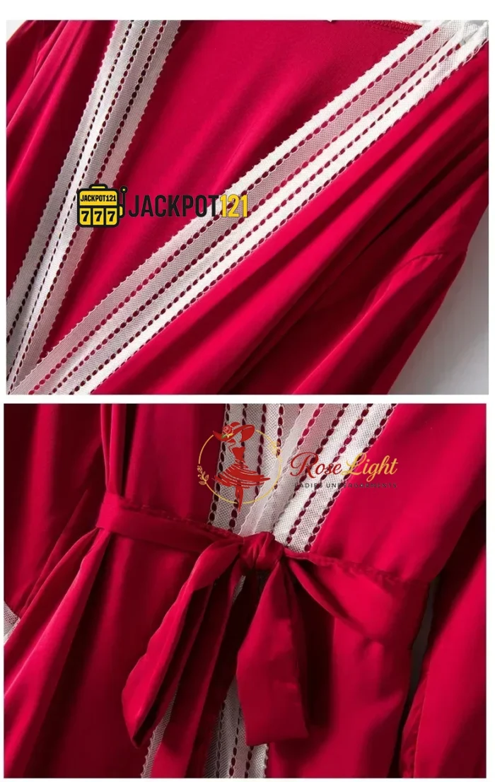 4-Piece Satin Silk Pajama Set for Women – Lace Cami, Shorts, Pants & Nightwear - Image 18