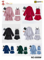 3 Piece Soft Net Elegant Nighty – Luxury Satin Set