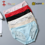 Pack of 3 Nylon Trim Lace Design Panties – Soft Breathable Hi-Cut Women's Underwear