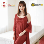 2-Pcs Satin Slip Nightwear – Elegant Lace Maxi Set - Image 8