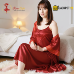 2-Pcs Satin Slip Nightwear – Elegant Lace Maxi Set - Image 9