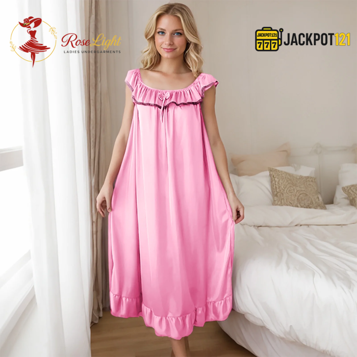 Soft Satin Silk Nightgown – Elegant Summer Sleepwear - Image 3