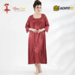 2-Pcs Satin Slip Nightwear – Elegant Lace Maxi Set - Image 12