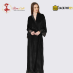 Pack of 2 Satin Silky Stylish Night Gown with Velvet Lace Robe - Image 7