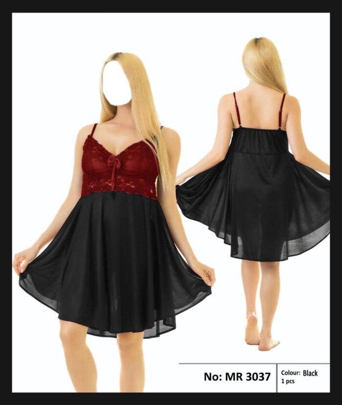 Ladies Silk Floral Design Frock Style Nightwear Lingerie - Image 2