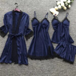 Korean-Style Strappy Satin Pajama Set with Chest Pads – Luxury Homewear Collection - Image 5