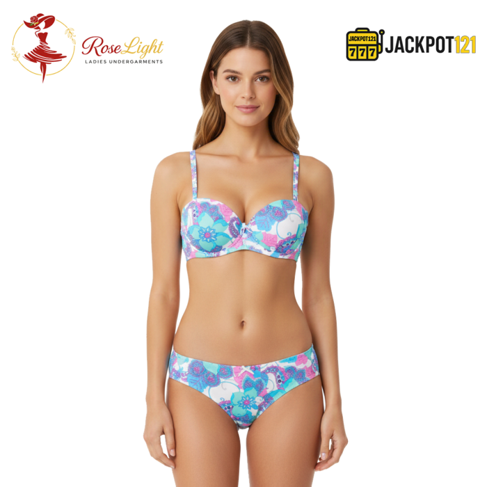 Leaf Printed Thin Padded Demi Cup Bra – Elegant Everyday Push-Up Support - Image 3