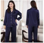 Women’s Silk Satin Pajama Set – Turn-Down Collar Full-Length Summer Sleepwear - Image 4