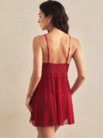 Charlaine Lace Trimmed Mesh Cami Sexy Pajama Night Dress - Image 2