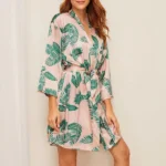 Printed Silk Lingerie Pastel Beach Robe Loungewear