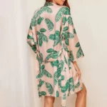 Printed Silk Lingerie Pastel Beach Robe Loungewear - Image 3