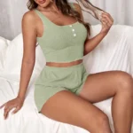 Relaxed Fit Cotton Lounge Set – Women’s Two-Piece Summer Pajama Set - Image 7