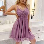 Trim Babydoll Nighty – Lace Mesh Strappy Sleepwear
