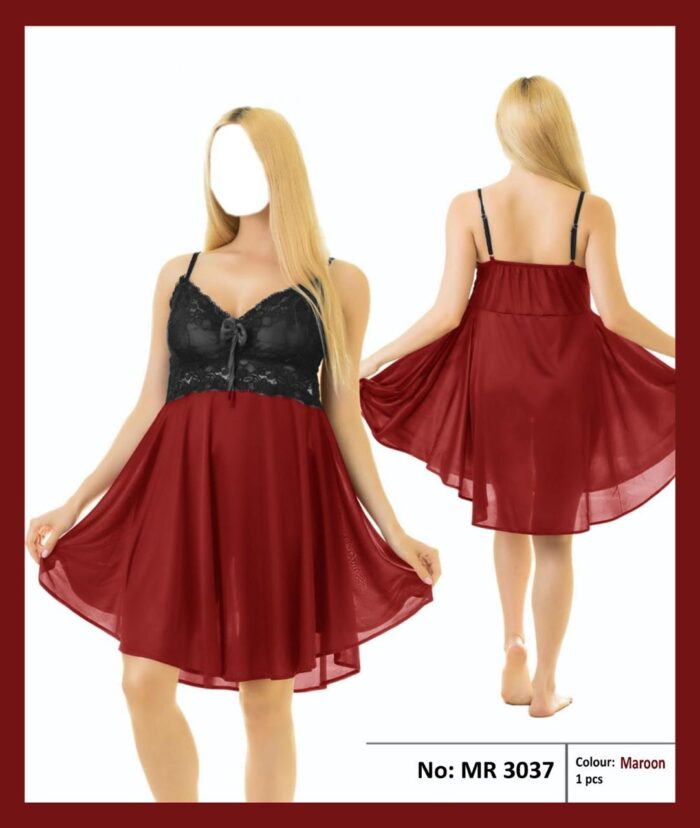 Ladies Silk Floral Design Frock Style Nightwear Lingerie - Image 3