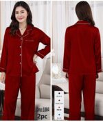 Women’s Silk Satin Pajama Set – Turn-Down Collar Full-Length Summer Sleepwear - Image 6