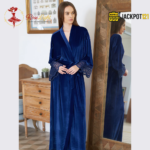 Pack of 2 Satin Silky Stylish Night Gown with Velvet Lace Robe - Image 14