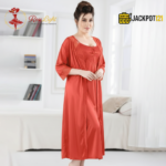 2-Pcs Satin Slip Nightwear – Elegant Lace Maxi Set - Image 5
