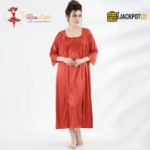 2-Pcs Satin Slip Nightwear – Elegant Lace Maxi Set - Image 6