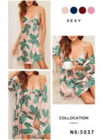 Printed Silk Lingerie Pastel Beach Robe Loungewear - Image 6
