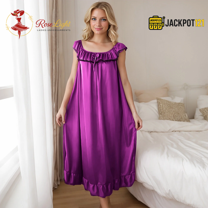 Soft Satin Silk Nightgown – Elegant Summer Sleepwear - Image 31
