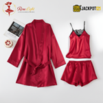 3 Piece Soft Net Elegant Nighty – Luxury Satin Set - Image 5