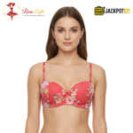 Leaf Printed Thin Padded Demi Cup Bra – Elegant Everyday Push-Up Support