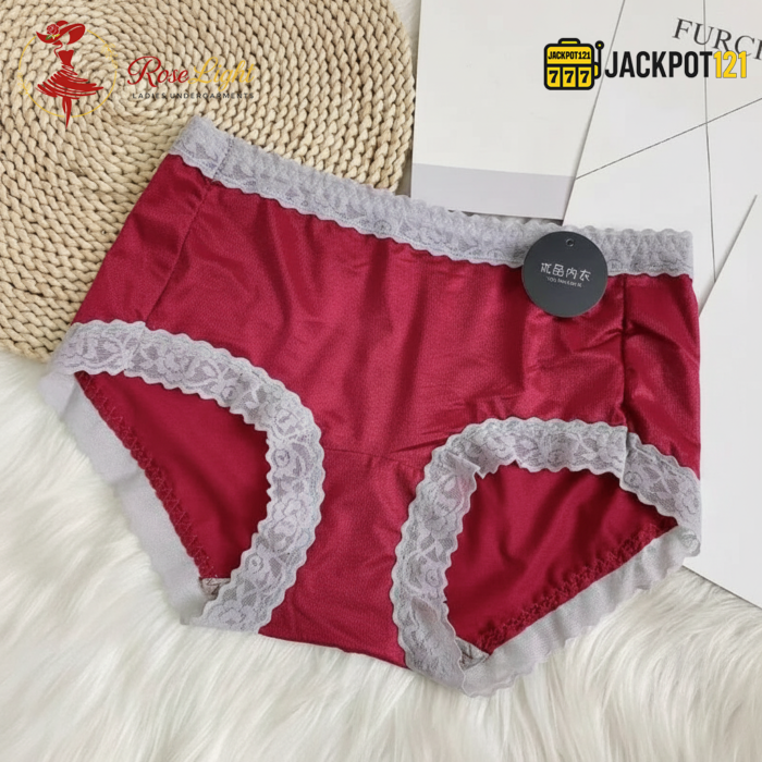 Pack of 2 Ladies Mid Waist Lace Trim Soft Silk Panties – Elegant & Comfortable - Image 5