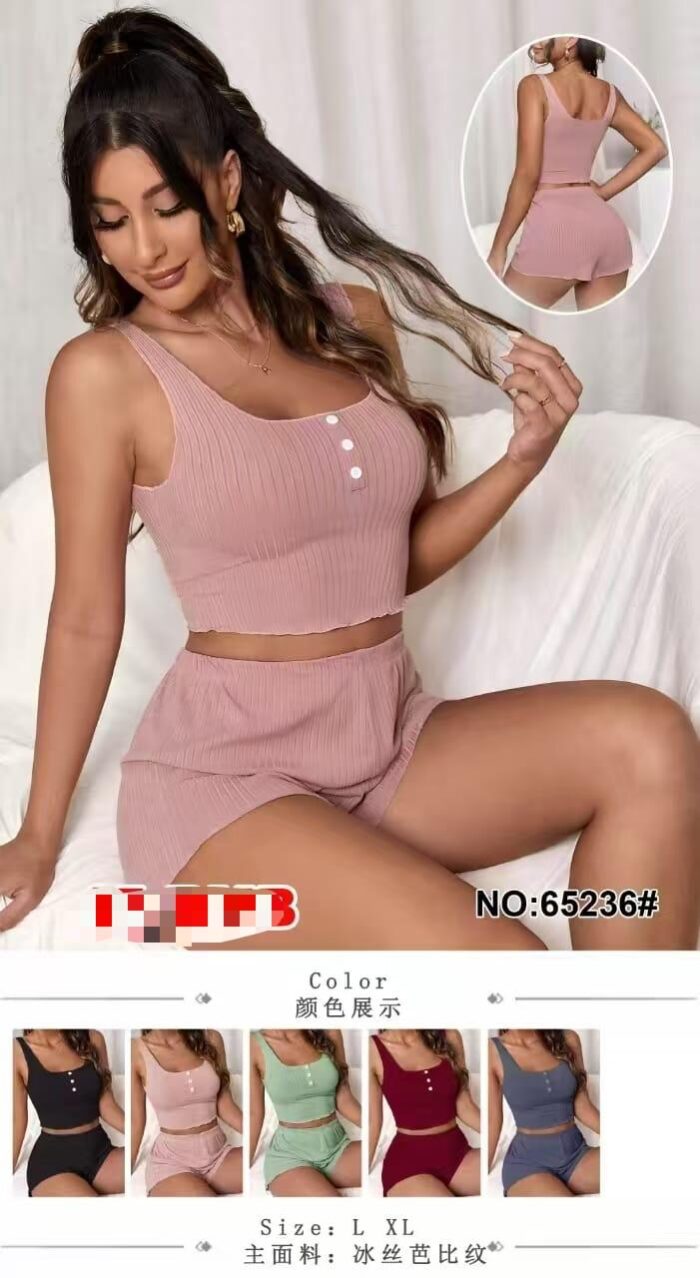 Relaxed Fit Cotton Lounge Set – Women’s Two-Piece Summer Pajama Set - Image 11