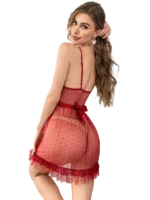 Sexy Bridal Nightgown – Luxury Red Tulle Bridal Lingerie - Image 5