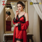 Steamy Red 2‑Piece Lingerie Set | Short Nighties Set for Women - Image 3