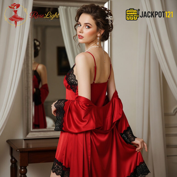 Steamy Red 2‑Piece Lingerie Set | Short Nighties Set for Women - Image 5