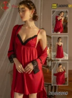 Steamy Red 2‑Piece Lingerie Set | Short Nighties Set for Women