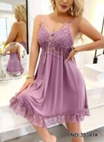 Trim Babydoll Nighty – Lace Mesh Strappy Sleepwear - Image 9