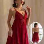 V-Neck Floral Lace Front Butterfly Lingerie – Satin Silk Nighty