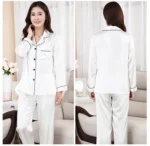 Women’s Silk Satin Pajama Set – Turn-Down Collar Full-Length Summer Sleepwear - Image 8