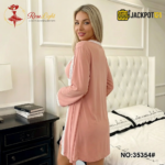 2 Piece Lace Trim Satin Nighty Set – Elegant Dusty Rose Sleepwear - Image 4