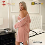 2 Piece Lace Trim Satin Nighty Set – Elegant Dusty Rose Sleepwear - Image 5