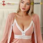 2 Piece Lace Trim Satin Nighty Set – Elegant Dusty Rose Sleepwear - Image 6