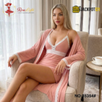 2 Piece Lace Trim Satin Nighty Set – Elegant Dusty Rose Sleepwear - Image 11