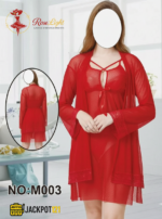 3 Piece Red Lace Net Nighty Set – Premium Romantic Luxury Wear - Image 2