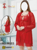 3 Piece Red Lace Net Nighty Set – Premium Romantic Luxury Wear - Image 3