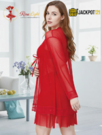 3 Piece Red Lace Net Nighty Set – Premium Romantic Luxury Wear - Image 5