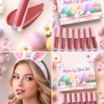 Matte lip gloss set. Theme: Easter, with packaging tha