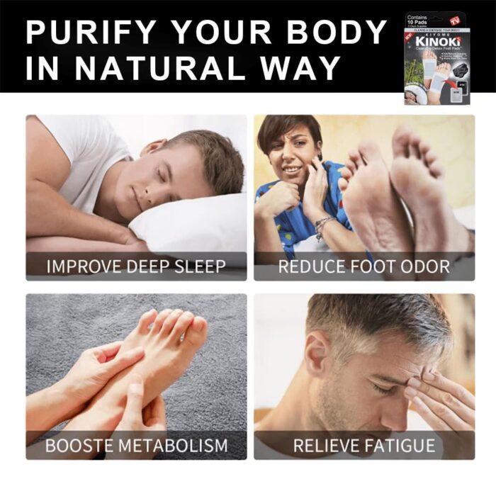 Kiyome Kinoki Detox Foot Pads - Soothing Wormwood Scent - for Cleansing Remove Toxins,10 Pads Charcoal Deep Cleansing Detoxify Blood Circulation Foot Pad,Stress & Pain Relief Sleep Patch for Men & Women,Weight loss & Detoxification (Charcoal10 Pads) - Image 5