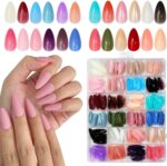 576 Pcs Fake Nails Set – 24 Colors, Reusable with Box