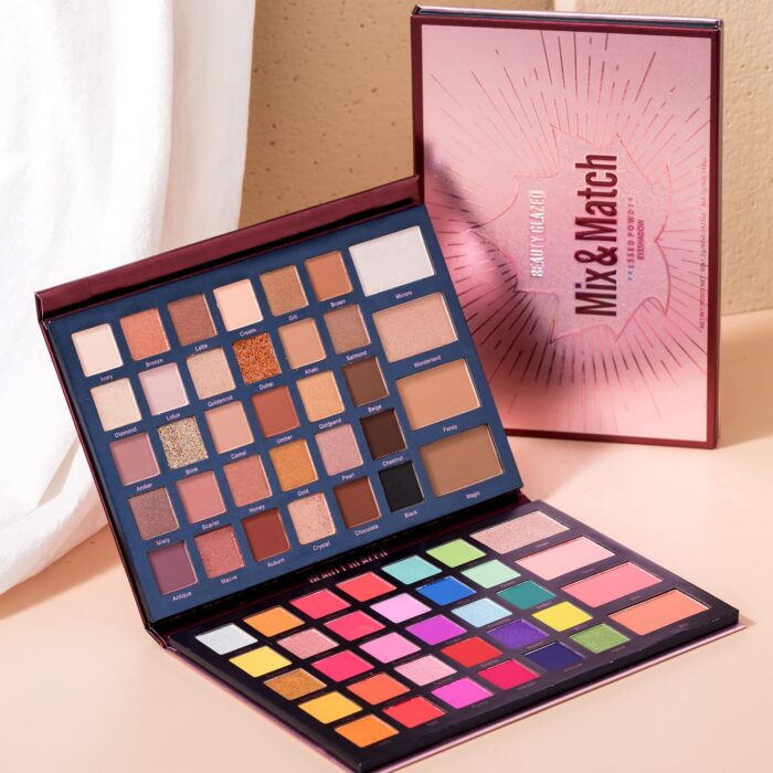 BAISEN DIARY All in One Eyeshadow Makeup Palette with Highlight Blush Contour, High Pigmented Natural Nude Matte Shimmer Glitter Smokey Eye Shadow Easy To Blend - Image 3