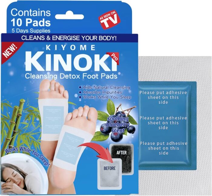Blueberry Kinoki Detox Foot Patches Organic Herbal Overnight Foot Care Pads for Relaxation, Tired Feet Comfort, Natural Wellness Support, Easy Night Use – 10 Pieces - Image 2