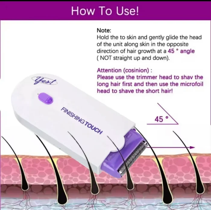 Finishing Touch Electric Hair Removal Device for Women | Painless Rechargeable Shaver with Sensor Light - Image 3